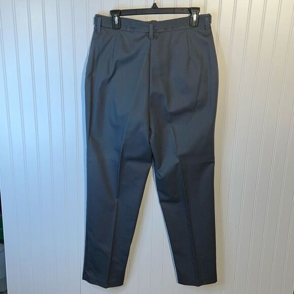 Vintage Chic Belted Pleated Front Pants Size 16 Gray Pockets Straight Leg Office - Picture 5 of 7